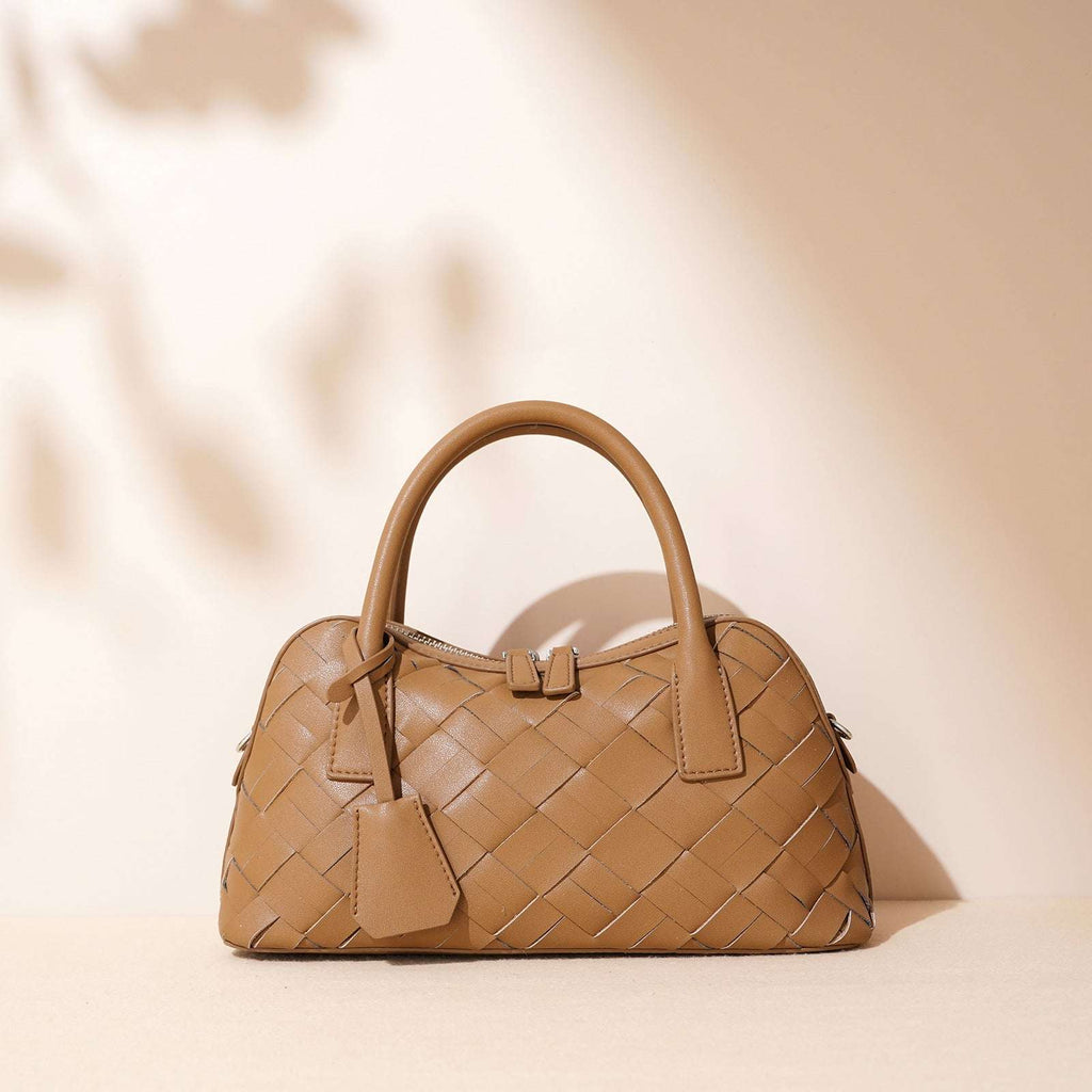 Simple Handmade Woven Handbag Leather Bag