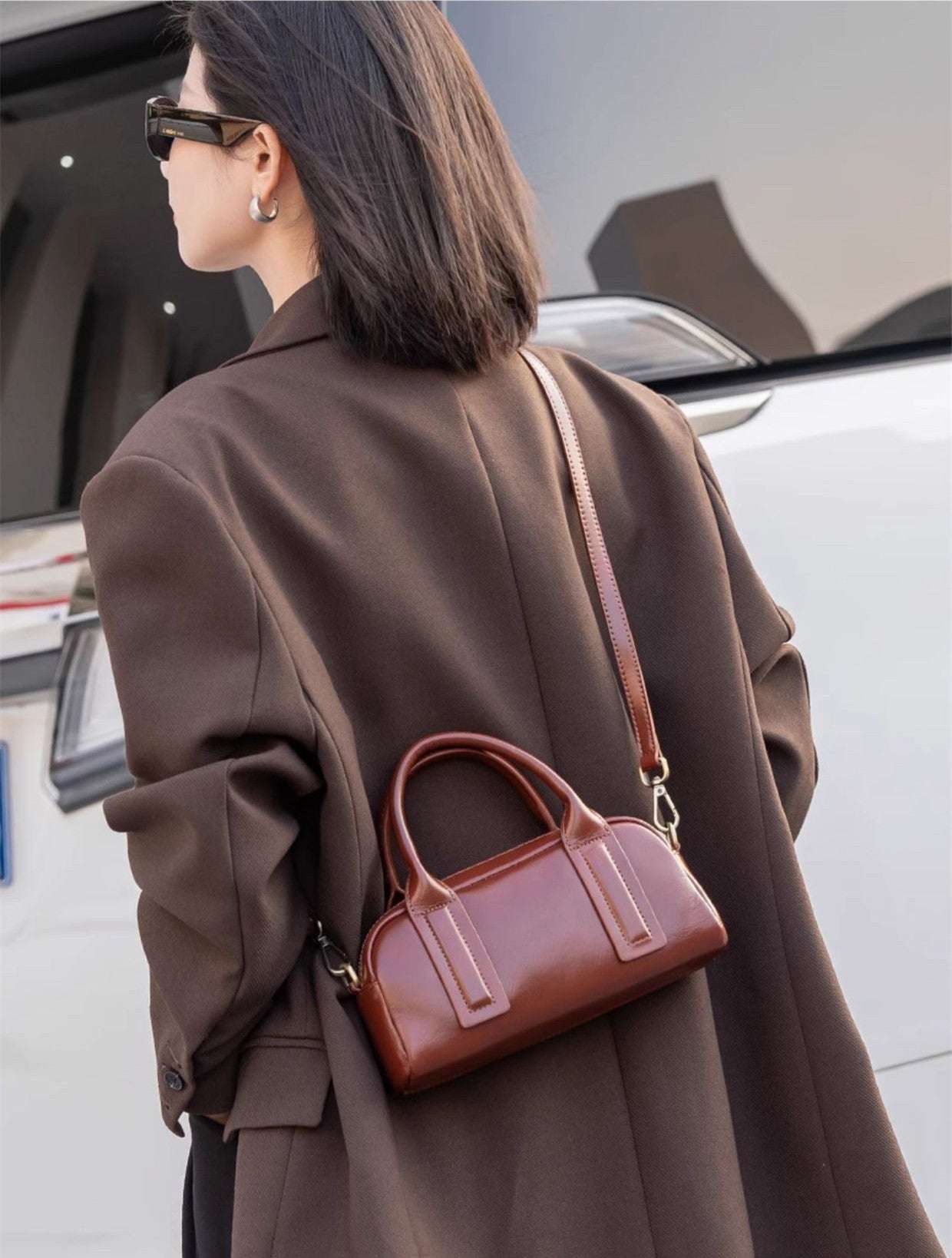 New Vegetable Tanned Mini Handbag Convertible Top Handle Bag Women's Messenger Bag