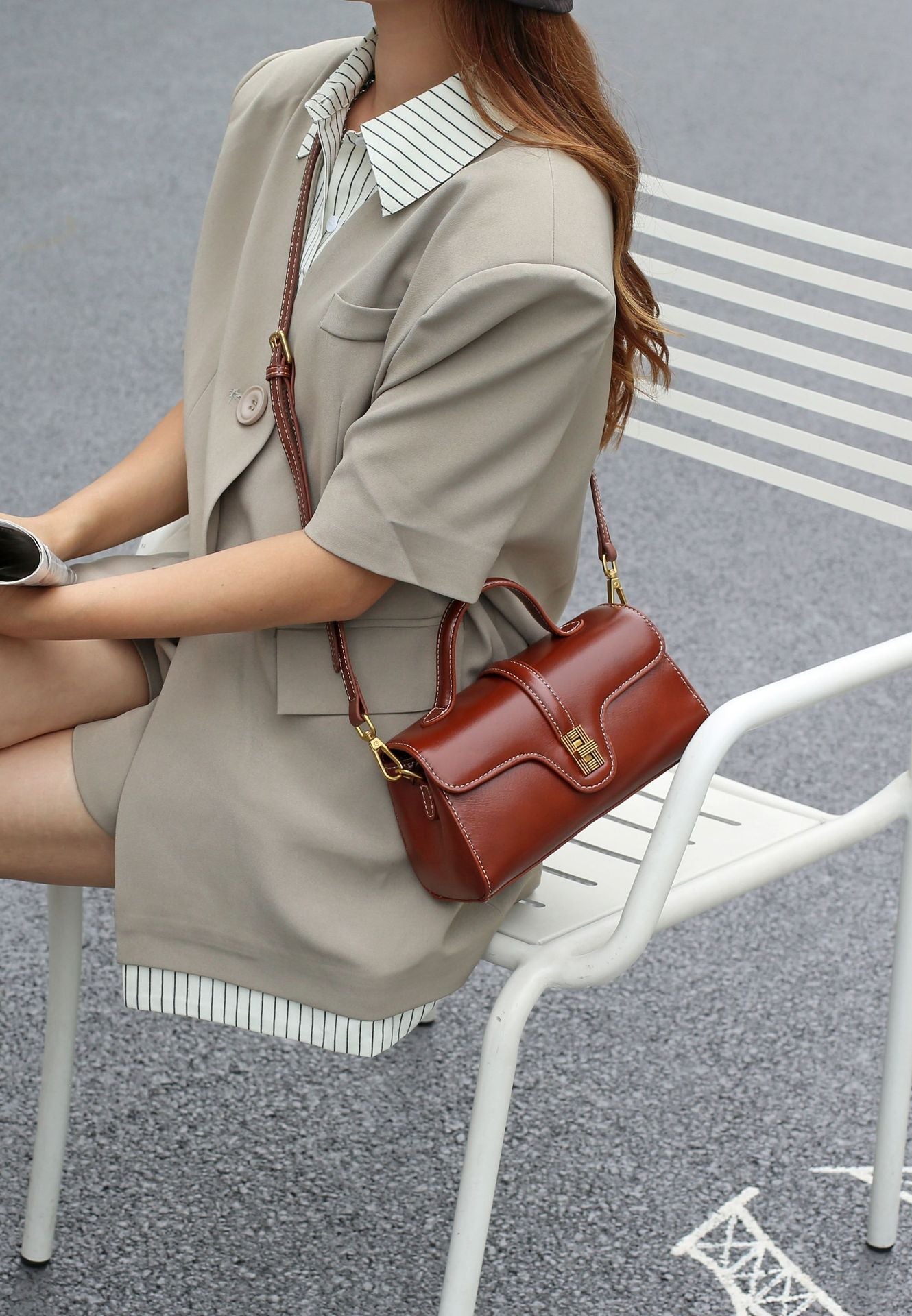 Luxury Retro Structured Flap Leather Mini Satchel Crossbody Bag