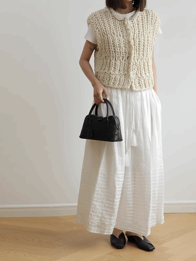 Simple Handmade Woven Handbag Leather Bag