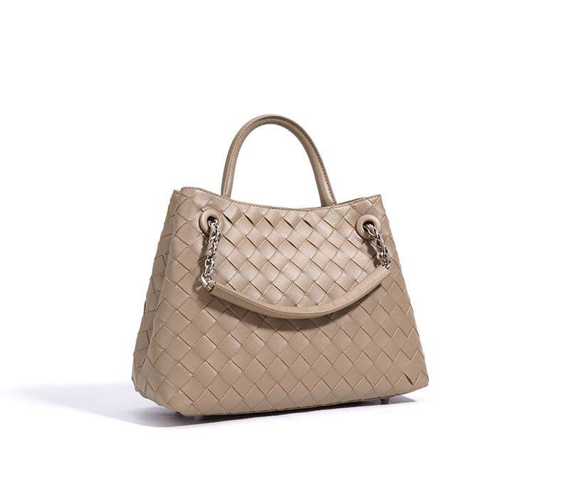 New Woven Leather Chain Basket Bag