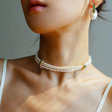 Load image into Gallery viewer, Natural Seed Pearl Multi - layer Emerald Necklace Choker - floysun
