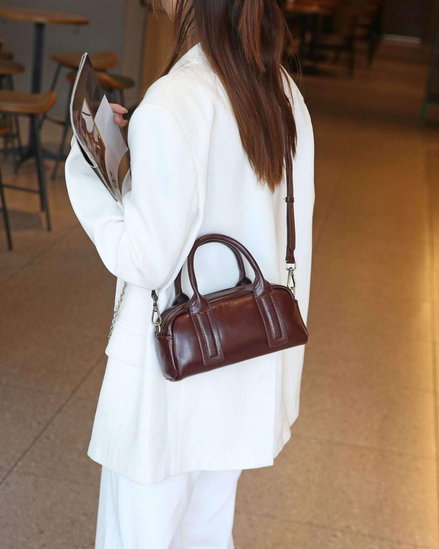 New Vegetable Tanned Mini Handbag Convertible Top Handle Bag Women's Messenger Bag