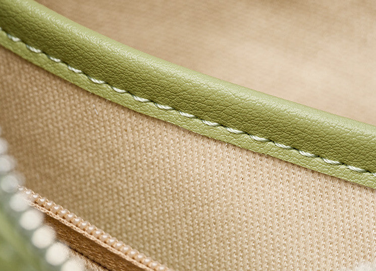 Classic Genuine Leather Bag Woven Crescent Handbag