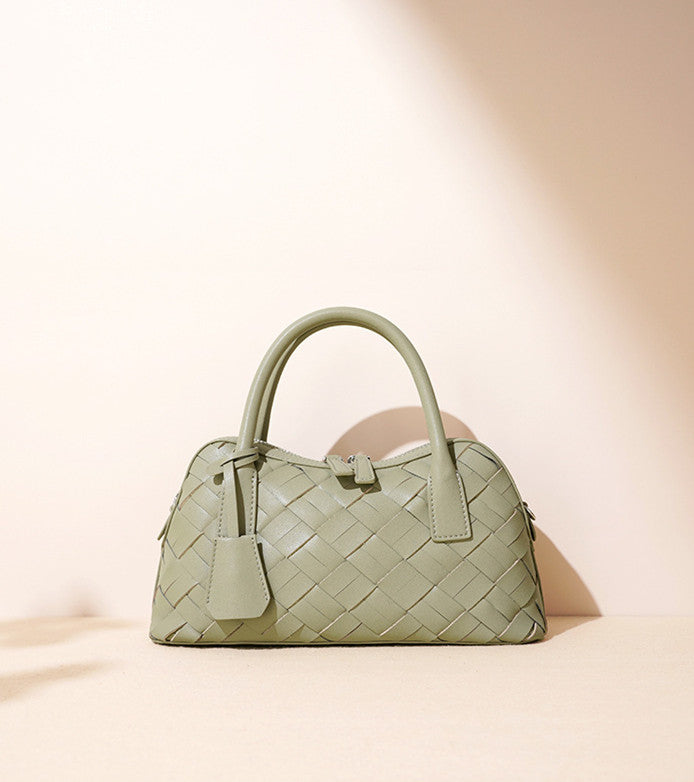 Simple Handmade Woven Handbag Leather Bag