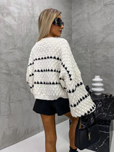 Load image into Gallery viewer, Oversized Sweaters Striped Long Lantern Sleeve Crew Neck Fall Trendy Knit Pullover Sweater
