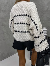 Load image into Gallery viewer, Oversized Sweaters Striped Long Lantern Sleeve Crew Neck Fall Trendy Knit Pullover Sweater
