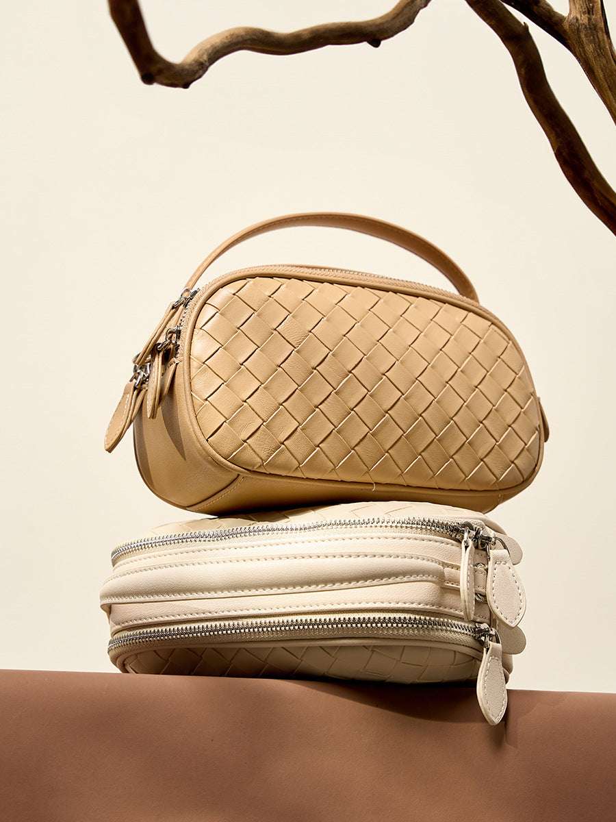 Small Woven Mini Top Handle Messenger Bag