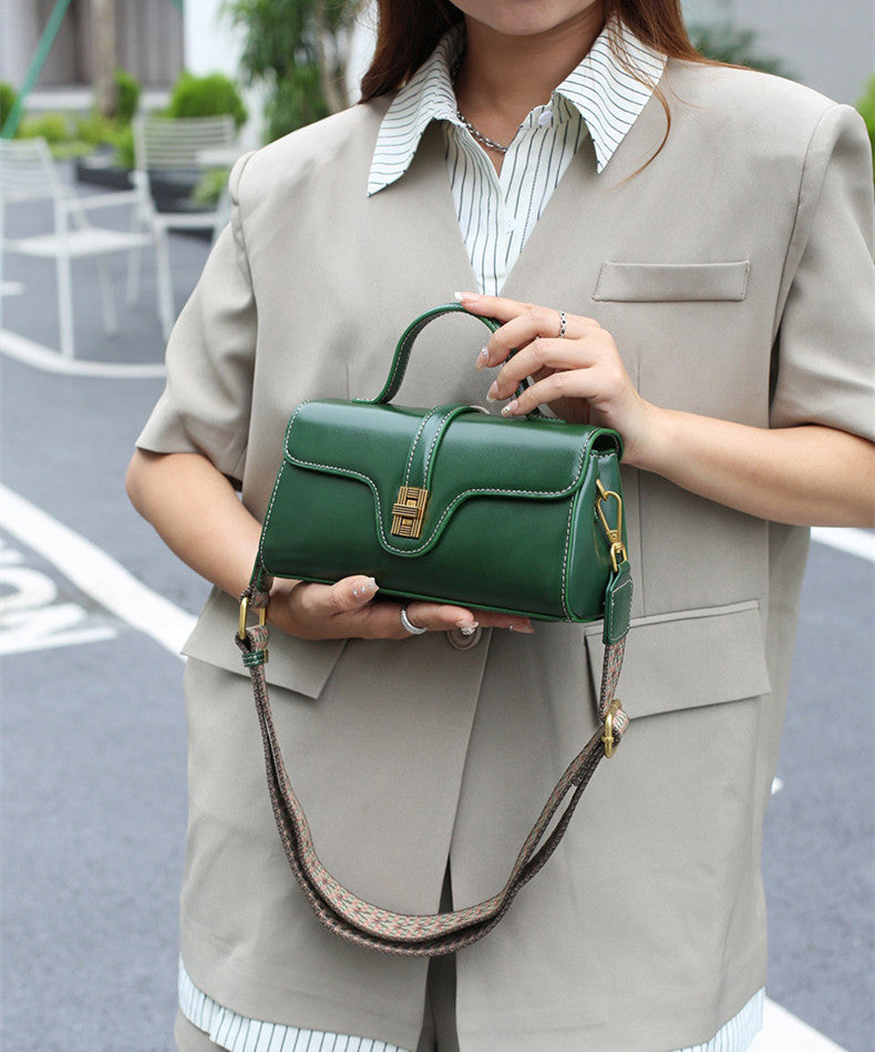 Luxury Retro Structured Flap Leather Mini Satchel Crossbody Bag