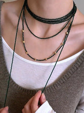 Load image into Gallery viewer, Retro Green Glass Bead Long Necklace – Convertible Layering Strand - floysun
