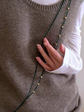 Load image into Gallery viewer, Retro Green Glass Bead Long Necklace – Convertible Layering Strand - floysun
