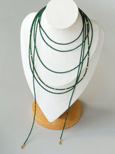 Load image into Gallery viewer, Retro Green Glass Bead Long Necklace – Convertible Layering Strand - floysun
