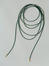 Load image into Gallery viewer, Retro Green Glass Bead Long Necklace – Convertible Layering Strand - floysun
