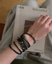 Load image into Gallery viewer, Retro Green Glass Bead Long Necklace – Convertible Layering Strand - floysun
