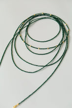 Load image into Gallery viewer, Retro Green Glass Bead Long Necklace – Convertible Layering Strand - floysun
