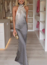 Load image into Gallery viewer, Stripped Halter Backless Maxi Party Dress
