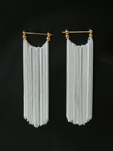 Load image into Gallery viewer, Shining Galaxy Waterfall Long Tassel Silver Earrings - floysun
