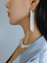 Load image into Gallery viewer, Shining Galaxy Waterfall Long Tassel Silver Earrings - floysun
