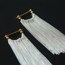 Load image into Gallery viewer, Shining Galaxy Waterfall Long Tassel Silver Earrings - floysun
