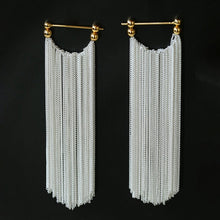 Load image into Gallery viewer, Shining Galaxy Waterfall Long Tassel Silver Earrings - floysun
