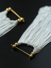 Load image into Gallery viewer, Shining Galaxy Waterfall Long Tassel Silver Earrings - floysun
