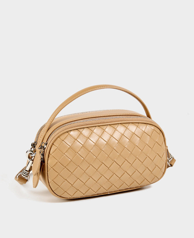 Small Woven Mini Top Handle Messenger Bag