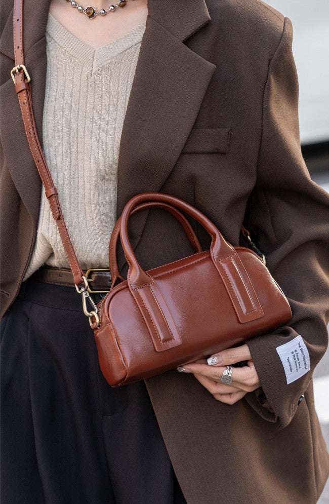 New Vegetable Tanned Mini Handbag Convertible Top Handle Bag Women's Messenger Bag