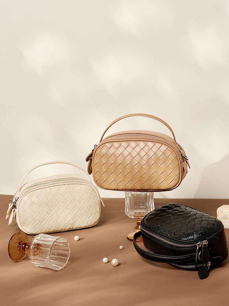 Small Woven Mini Top Handle Messenger Bag