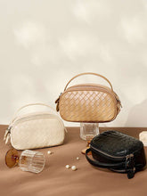 Load image into Gallery viewer, Small Woven Mini Top Handle Messenger Bag

