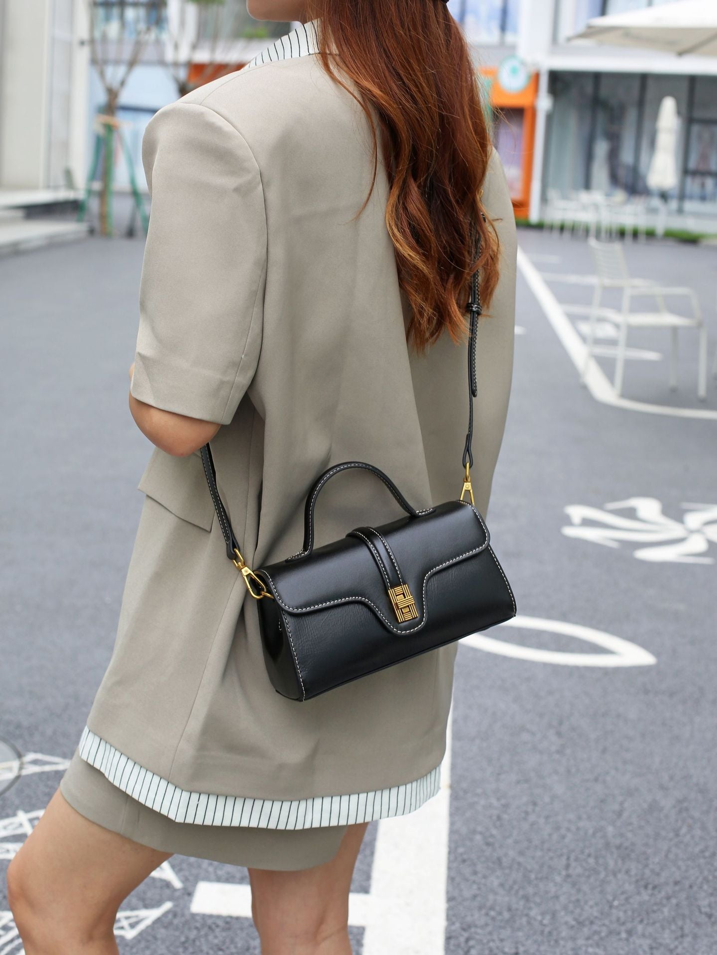 Luxury Retro Structured Flap Leather Mini Satchel Crossbody Bag