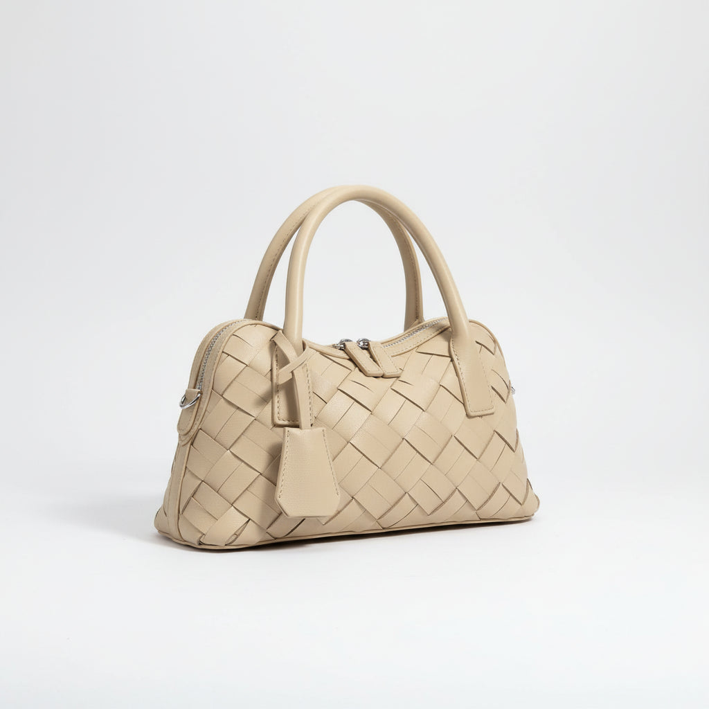 Simple Handmade Woven Handbag Leather Bag