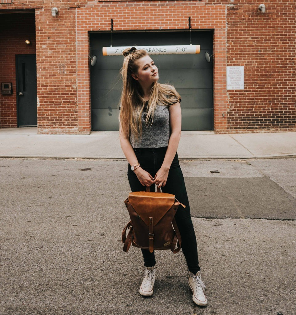 Genuine Leather Backpack Vintage Laptop Bookbag