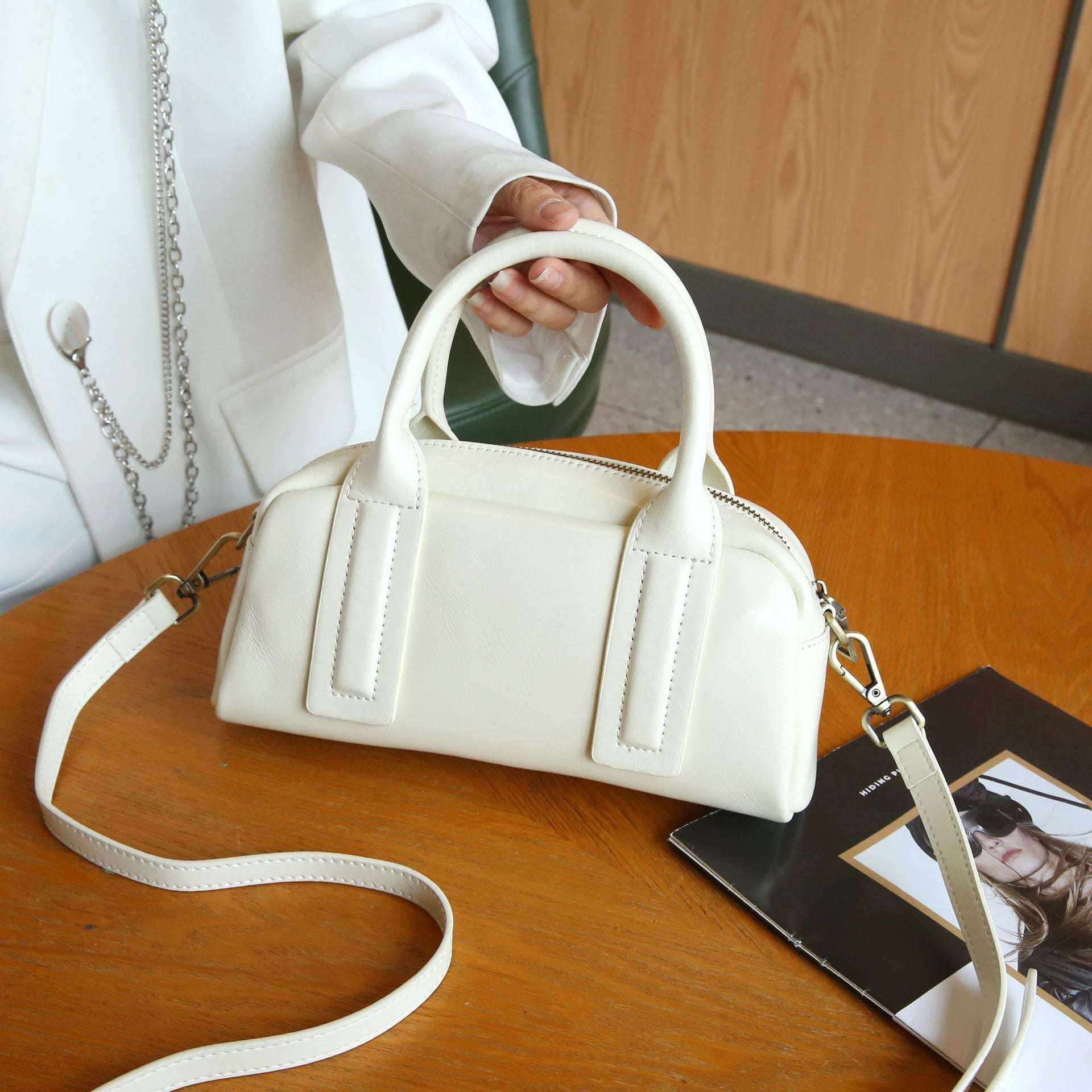 New Vegetable Tanned Mini Handbag Convertible Top Handle Bag Women's Messenger Bag