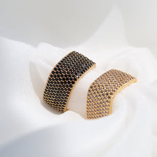 Load image into Gallery viewer, Square Micropaved Zirconia Ring - Black/White - floysun
