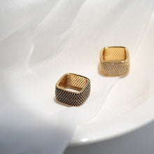 Load image into Gallery viewer, Square Micropaved Zirconia Ring - Black/White - floysun
