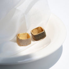 Load image into Gallery viewer, Square Micropaved Zirconia Ring - Black/White - floysun
