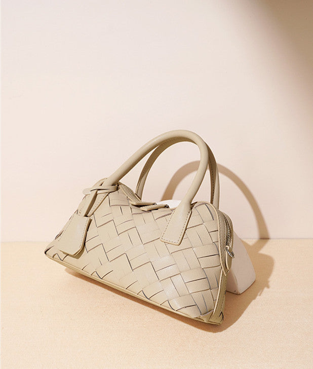 Simple Handmade Woven Handbag Leather Bag