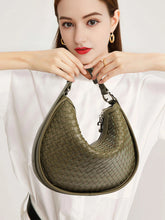 Load image into Gallery viewer, Classic Genuine Leather Bag Woven Crescent Handbag
