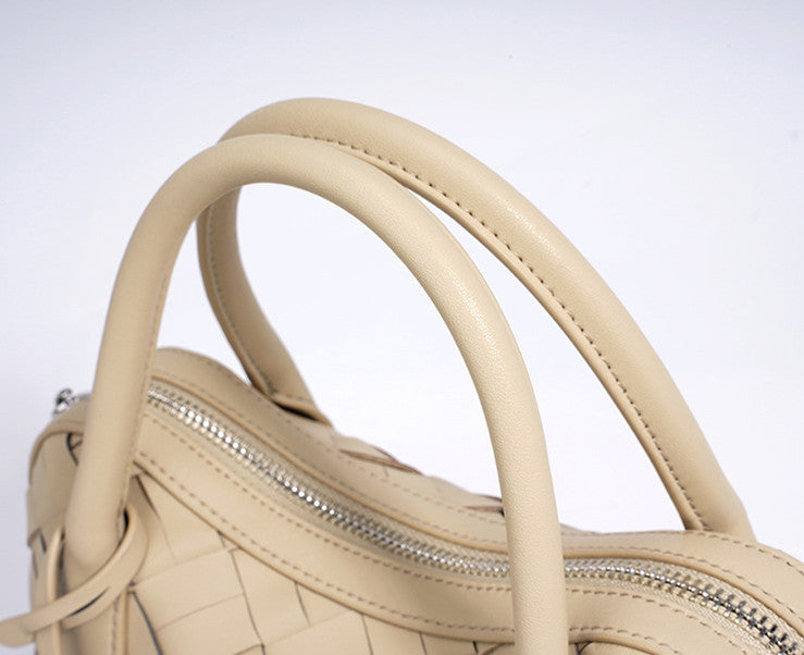 Simple Handmade Woven Handbag Leather Bag