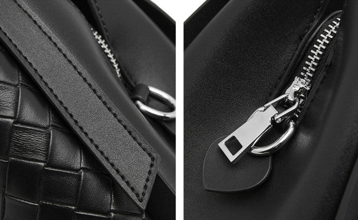 Embossed Basket Bag Woven Handbag with Straps