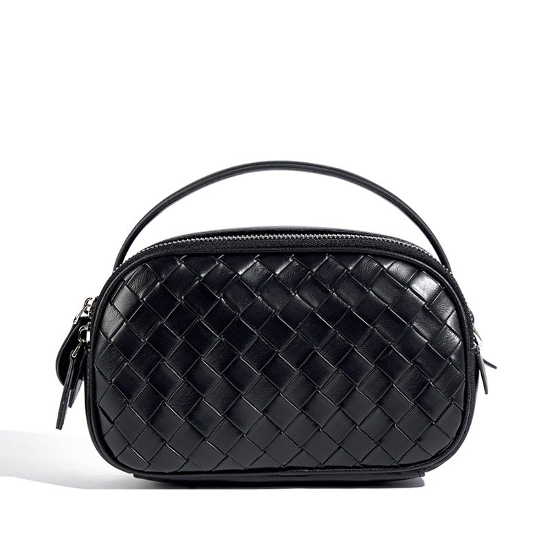 Small Woven Mini Top Handle Messenger Bag