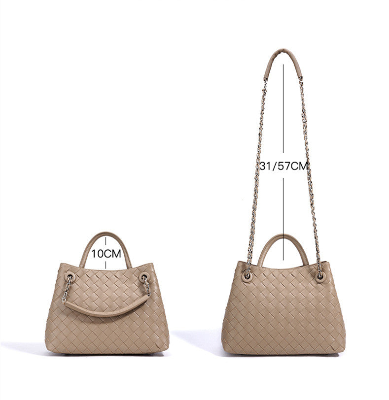 New Woven Leather Chain Basket Bag
