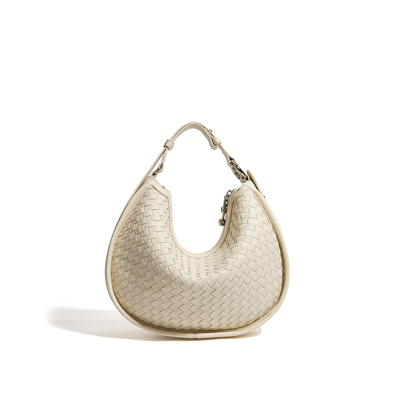 Classic Genuine Leather Bag Woven Crescent Handbag