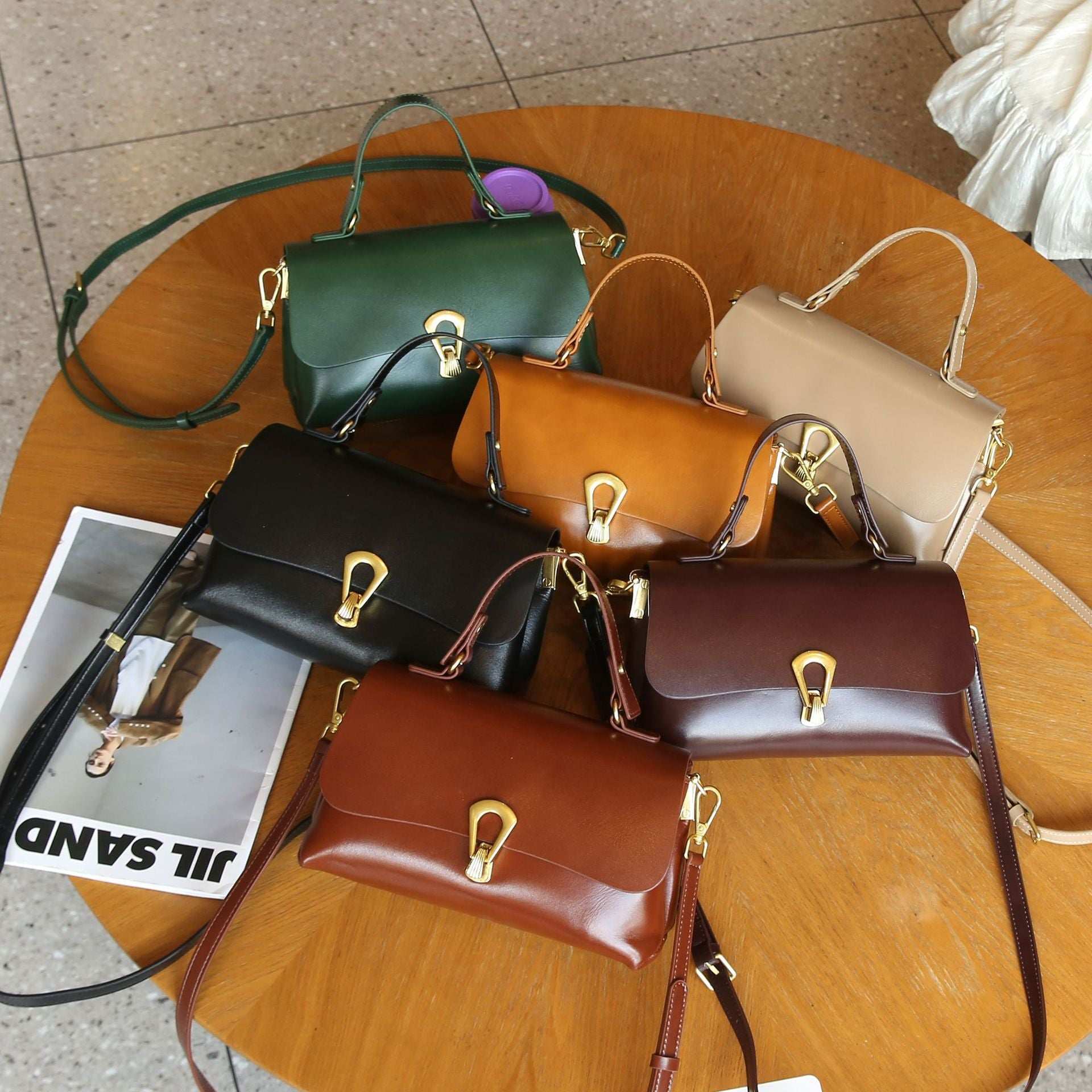 Vintage Vegetable Tanned Mini Leather Handbag Crossbody Bag