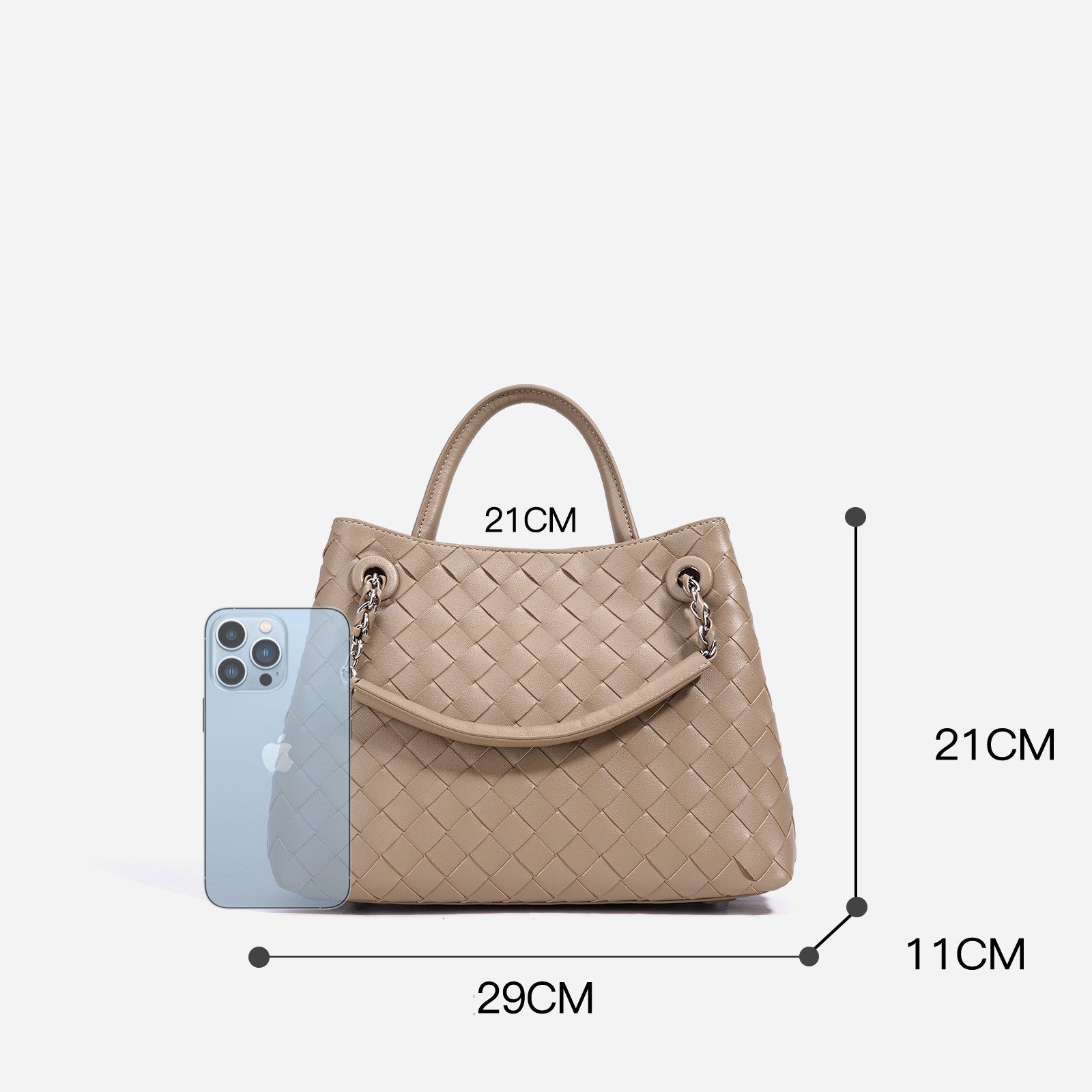 New Woven Leather Chain Basket Bag