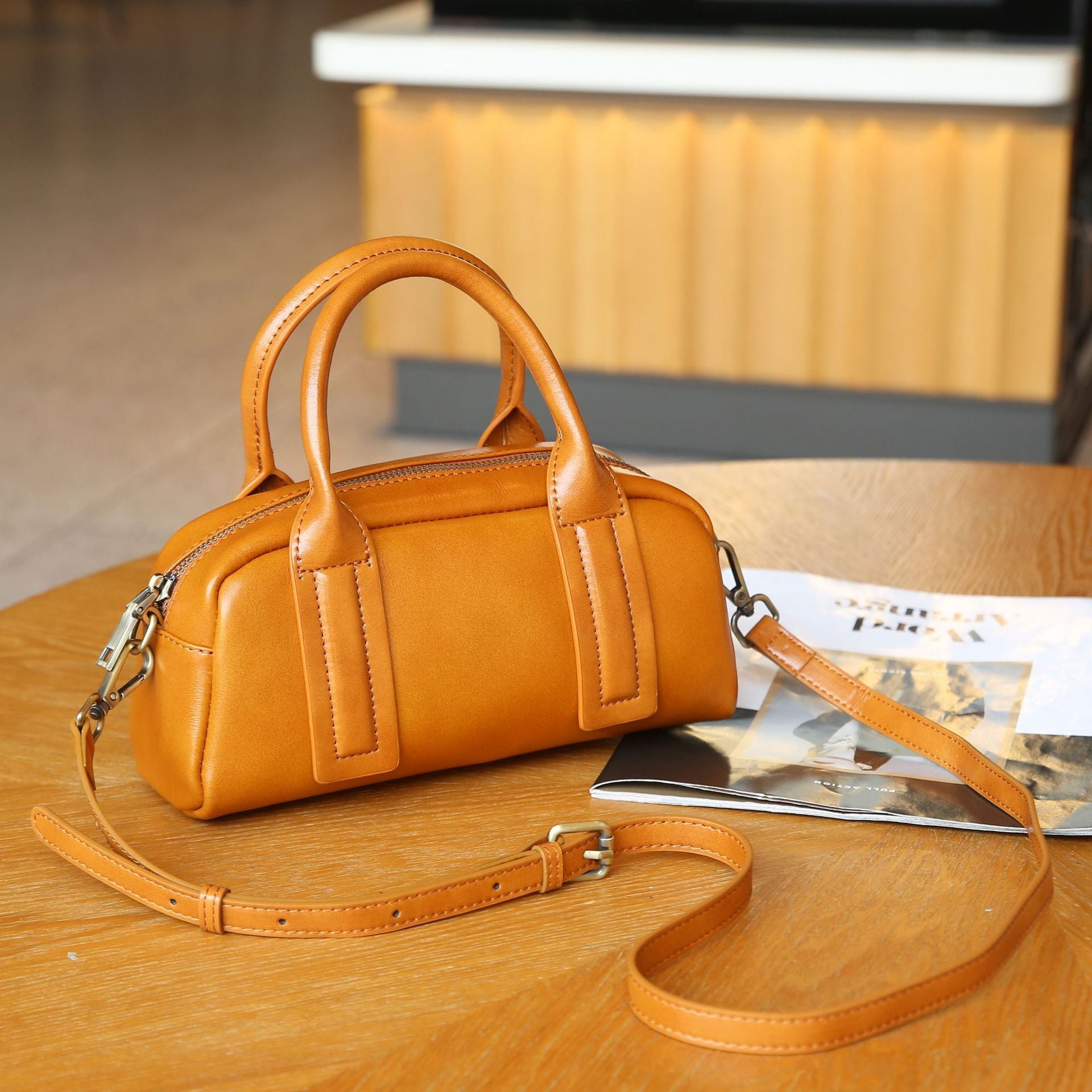 New Vegetable Tanned Mini Handbag Convertible Top Handle Bag Women's Messenger Bag