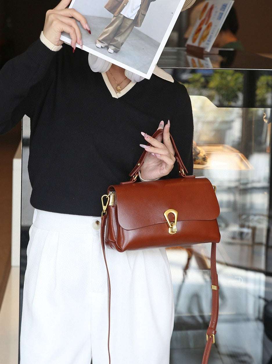 Vintage Vegetable Tanned Mini Leather Handbag Crossbody Bag