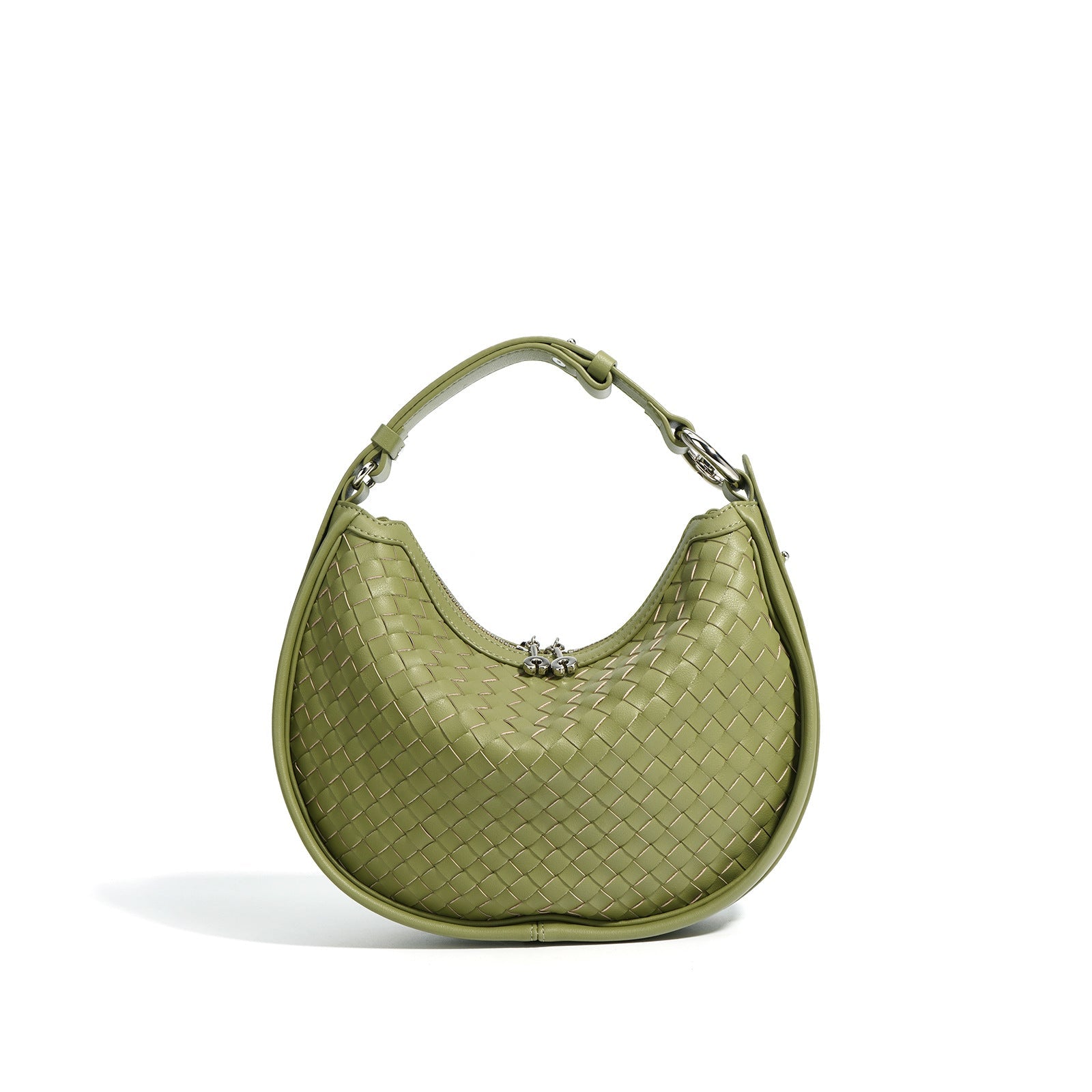 Classic Genuine Leather Bag Woven Crescent Handbag