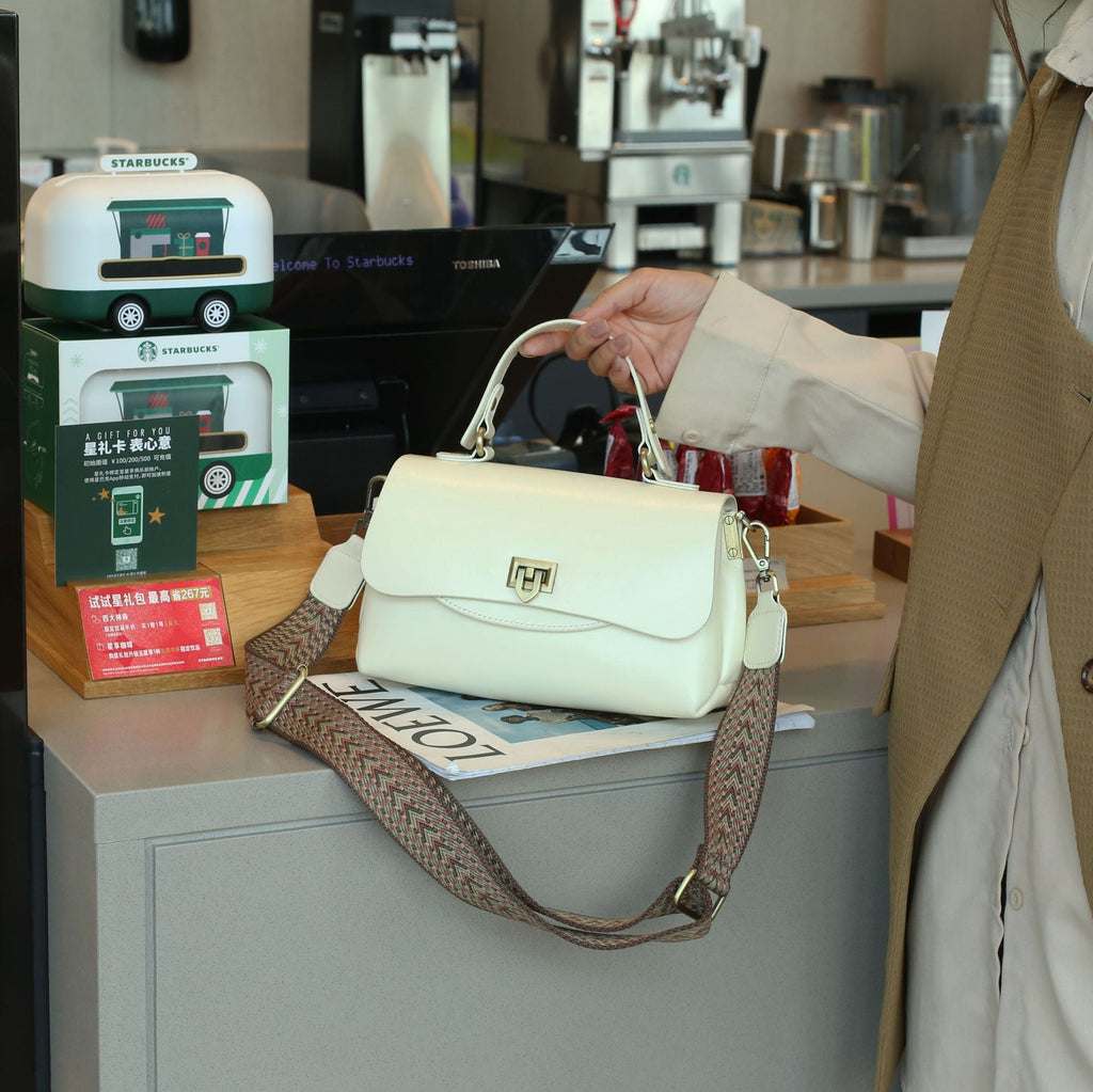 Classic Full Grain Leather Handbag  Flap Top Mini Crossbody Bag