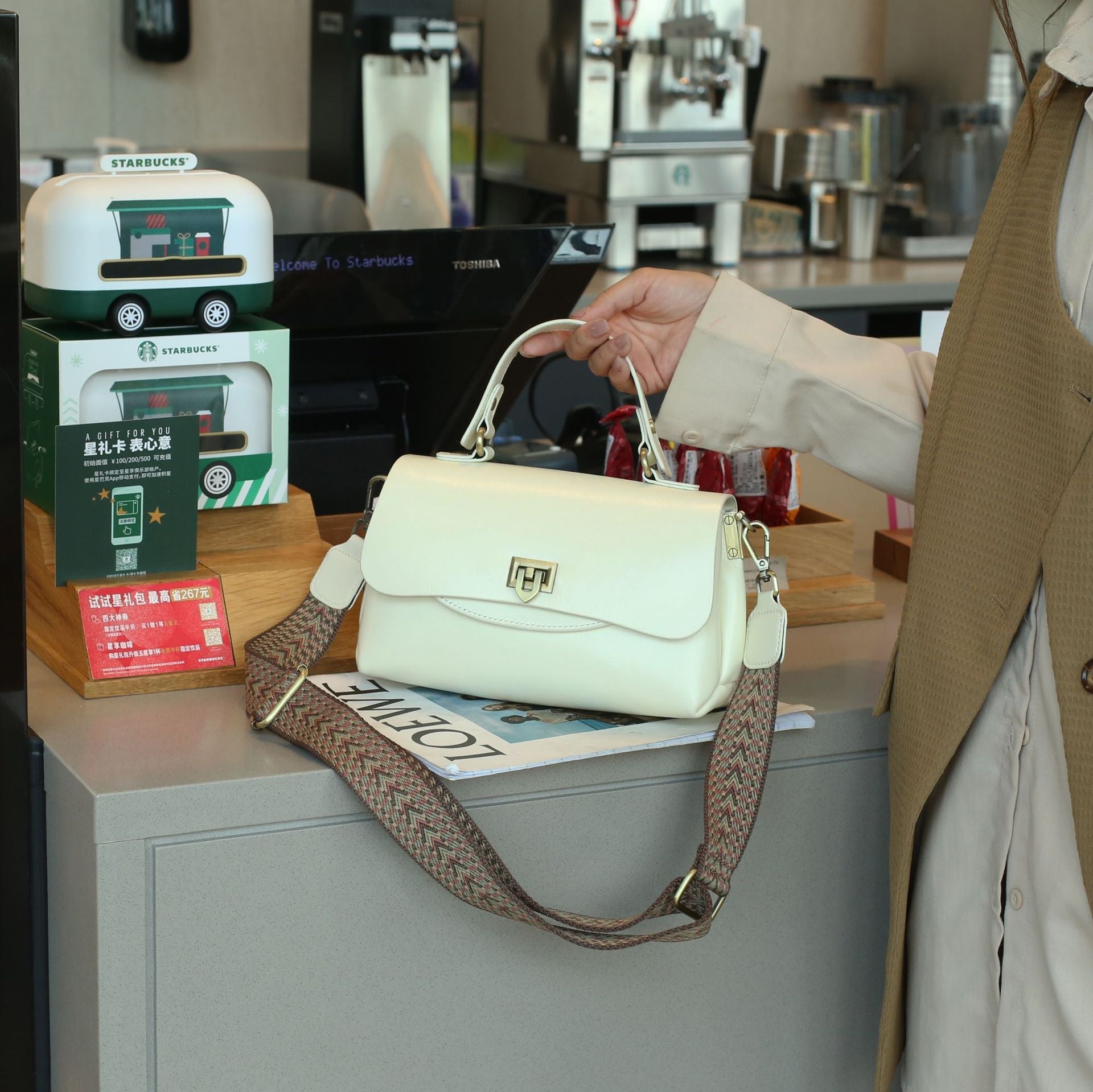 Classic Full Grain Leather Handbag  Flap Top Mini Crossbody Bag